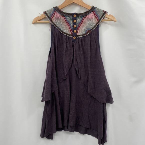Free People vintage archives beaded embroidered tiered tank - Picture 4 of 4